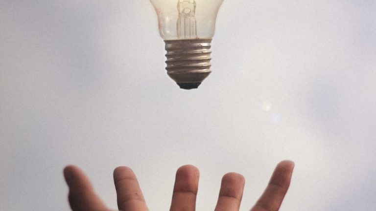 person catching light bulb